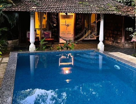 Red stone villa with private pool