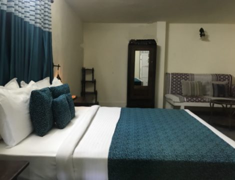 Red stone villa bedroom